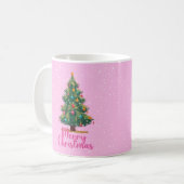 Merry Christmas, Christmas Tree, Pink, Holiday  Koffiemok (Voorkant links)
