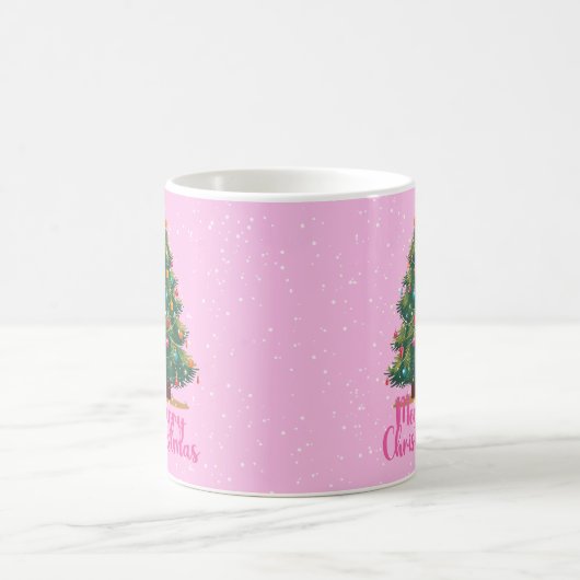 Merry Christmas, Christmas Tree, Pink, Holiday  Koffiemok (Center)