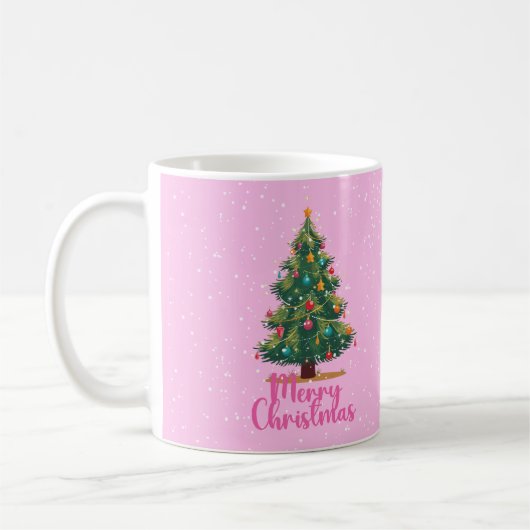 Merry Christmas, Christmas Tree, Pink, Holiday  Koffiemok (Links)