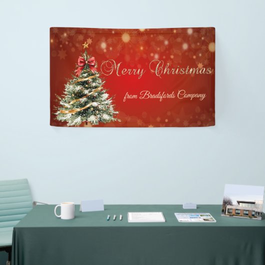 Merry Christmas,Christmas Tree,Red  Spandoek (Beurs)