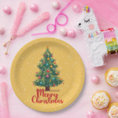 Merry Christmas, Christmas Tree, Snow, Holiday Papieren Bordje (Feest)