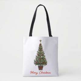 Merry Christmas. Christmas Tree Tote Bag