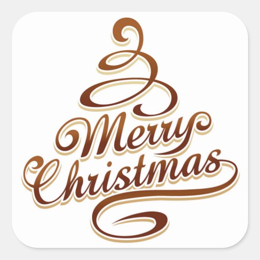 Merry Christmas - Christmas Tree Vierkante Sticker (Voorkant)