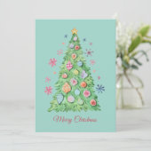 Merry Christmas, Christmas tree watercolours Feestdagenkaart (Staand voorkant)