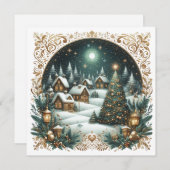 Merry Christmas & Christmas village   Personalized Feestdagenkaart (Voorkant / Achterkant)