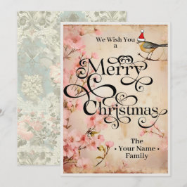 Merry Christmas Classic Chique Bloemen Typografie Feestdagenkaart