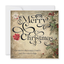 Merry Christmas Classic Chique Bloemen Typografie