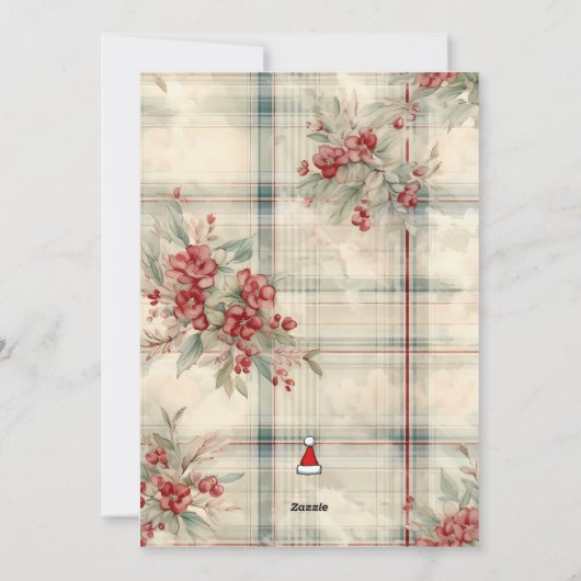 Merry Christmas Classic Chique Bloemen Typografie Feestdagenkaart (Achterkant)