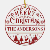 Merry Christmas Classic Custom Familie Keepsake Keramisch Ornament (Voorkant)