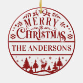 Merry Christmas Classic Custom Familie Keepsake Keramisch Ornament (Achterkant)