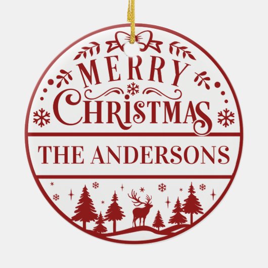 Merry Christmas Classic Custom Familie Keepsake Keramisch Ornament (Achterkant)