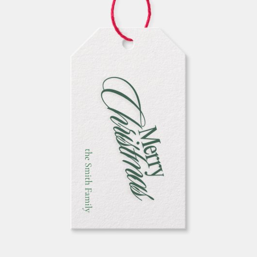 Merry Christmas Classic Design Familie Gift Label Cadeaulabel (Voorkant)
