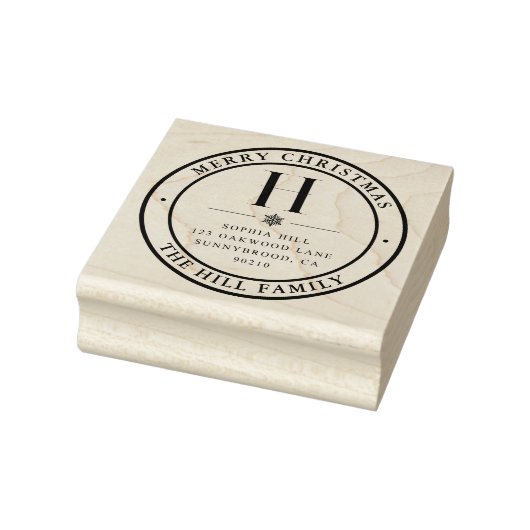 Merry Christmas Classic Monogram Adres Rubberstempel (Stempel)