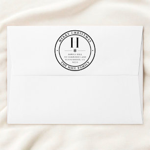 Merry Christmas Classic Monogram Adres Rubberstempel