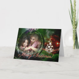 Merry Christmas Classic Ornament Foto Lijst Feestdagen Kaart