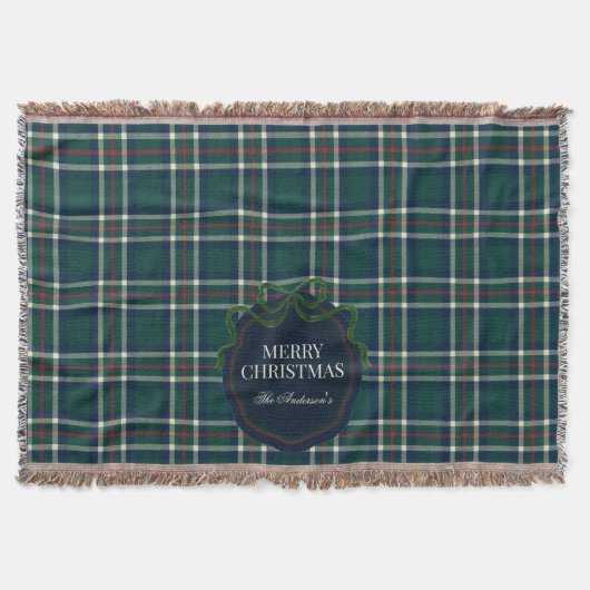 Merry Christmas Classic Preppy Tartan Plaid Deken (Voorkant)
