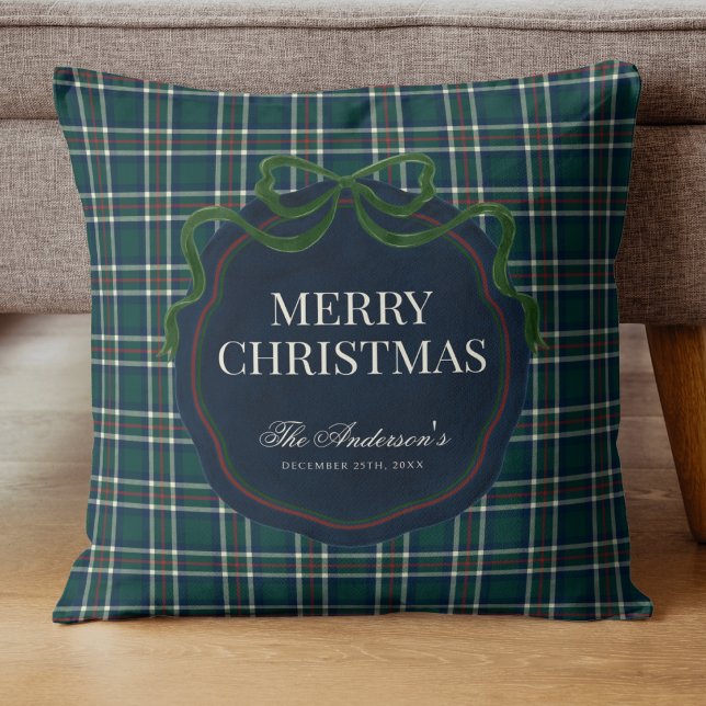 Merry Christmas Classic Preppy Tartan Plaid Kussen (Creator heeft geüpload)
