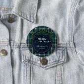 Merry Christmas Classic Preppy Tartan Plaid Ronde Button 7,6 Cm (In situ)