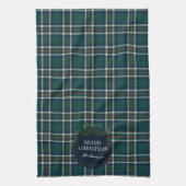 Merry Christmas Classic Preppy Tartan Plaid Theedoek (Verticaal)
