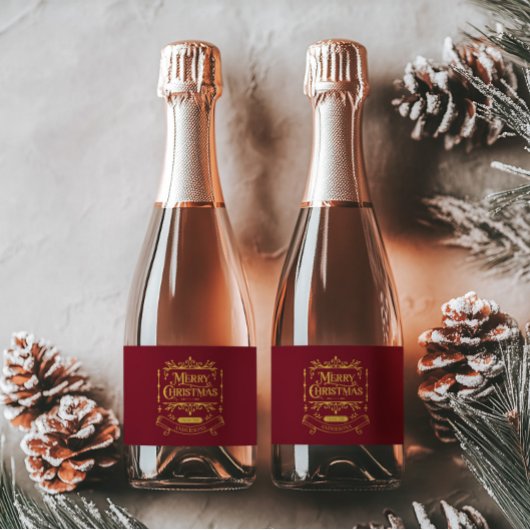 Merry Christmas Classic Red Sparkling Wijnetiket