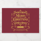 Merry Christmas Classic Red Sparkling Wijnetiket (Enkel label)