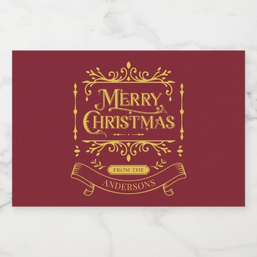 Merry Christmas Classic Red Sparkling Wijnetiket (Enkel label)