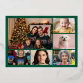 Merry Christmas Classic Script Groen Folie Feestdagenkaart (Achterkant)