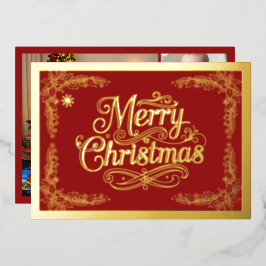 Merry Christmas Classic Script Red Folie Feestdagenkaart