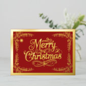 Merry Christmas Classic Script Red Folie Feestdagenkaart (Staand Voorkant)