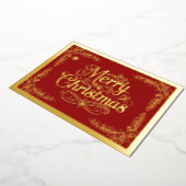 Merry Christmas Classic Script Red Folie Feestdagenkaart (Gedraaid)