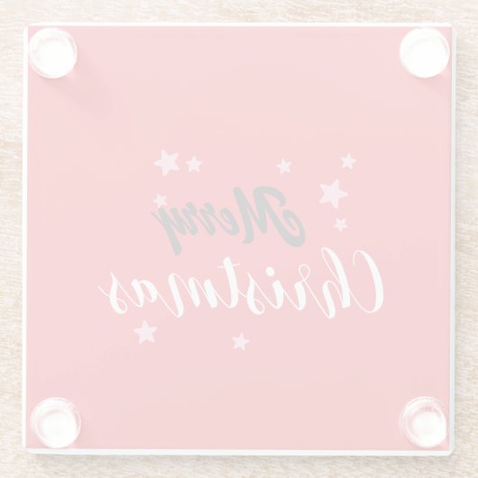 Merry Christmas Classical Unique Minimalist Plain Glazen Onderzetter (Achterkant)