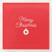Merry Christmas Classical Unique Minimalist Plain Glazen Onderzetter (Voorkant)
