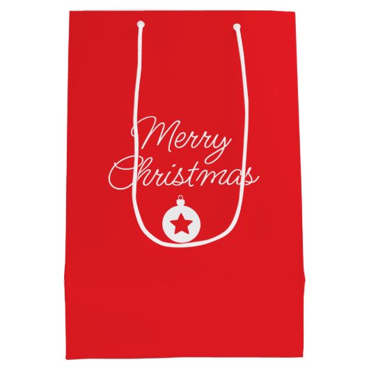 Merry Christmas Classical Unique Minimalist Plain Medium Cadeauzakje (Achterkant)
