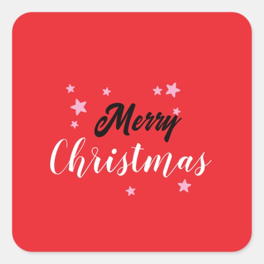 Merry Christmas Classical Unique Minimalist Plain Vierkante Sticker (Voorkant)