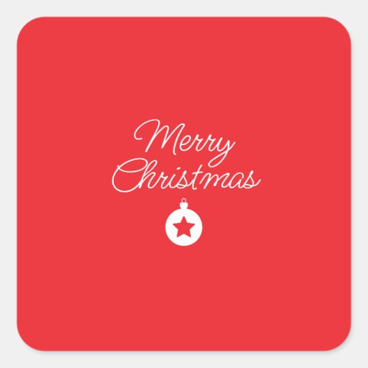 Merry Christmas Classical Unique Minimalist Plain Vierkante Sticker (Voorkant)