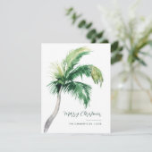 Merry Christmas Coastal Palm Tree Modern Feestdagenkaart (Staand voorkant)