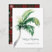 Merry Christmas Coastal Palm Tree Modern Feestdagenkaart (Voorkant / Achterkant)