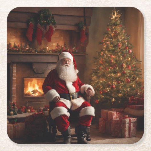 Merry Christmas Coaster – Festive Holiday Kartonnen Onderzetters (Voorkant)