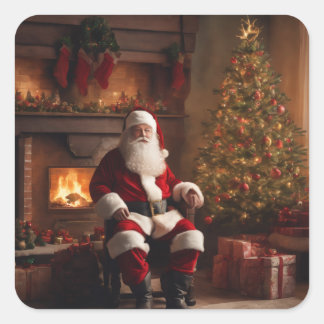 Merry Christmas Coaster – Festive Holiday Vierkante Sticker