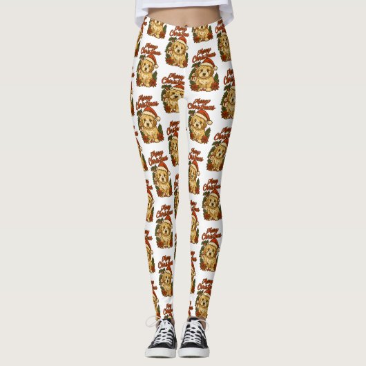 Merry Christmas Cockapoo Design Leggings (Voorkant)