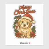 Merry Christmas Cockapoo Design Sticker (Vel)