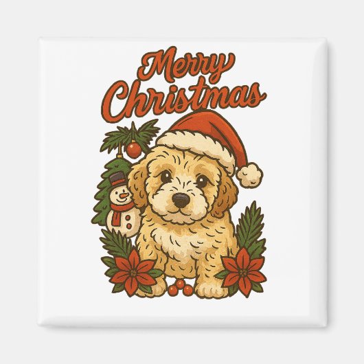 Merry Christmas Cockapoo Magnet (Voorkant)