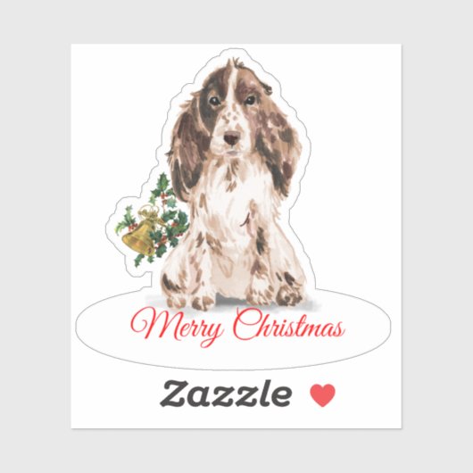 Merry Christmas Cocker Spaniel CustomCut Vinyl Sticker (Vel)