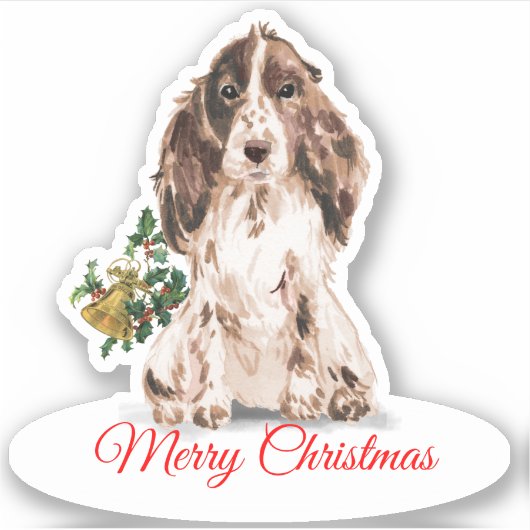 Merry Christmas Cocker Spaniel CustomCut Vinyl Sticker (Voorkant)