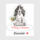 Merry Christmas Cocker Spaniel CustomCut Vinyl Sticker (Vel)