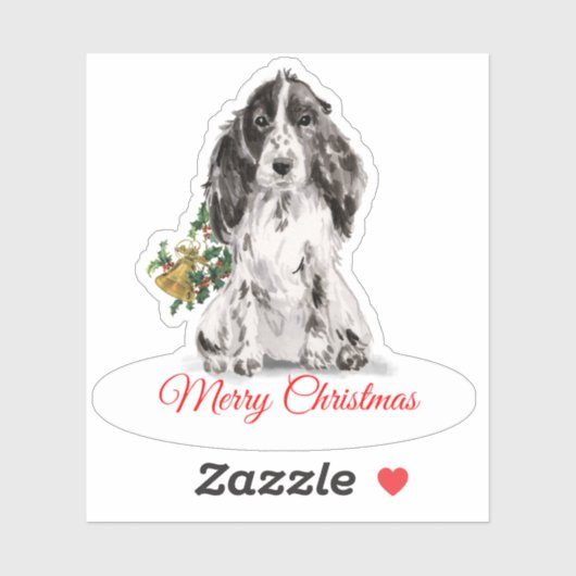Merry Christmas Cocker Spaniel CustomCut Vinyl Sticker (Vel)
