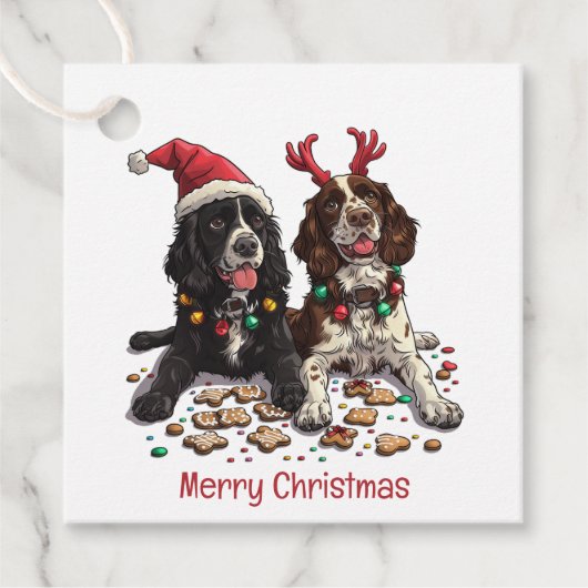 Merry Christmas Cocker Spaniel Dogs Bedankjes Labels (Voorkant)