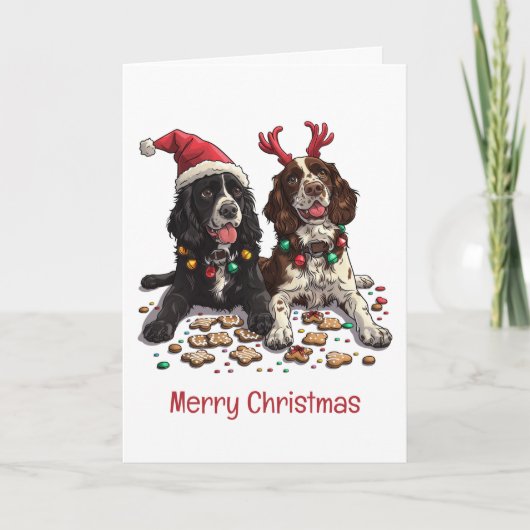 Merry Christmas Cocker Spaniel Dogs Feestdagen Kaart (Voorkant)