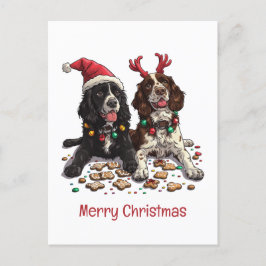 Merry Christmas Cocker Spaniel Dogs Feestdagenkaart