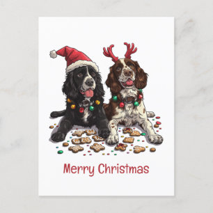 Merry Christmas Cocker Spaniel Dogs Feestdagenkaart